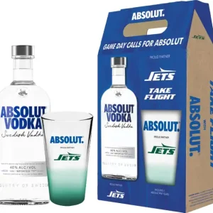 Fast Shipping Absolut Vodka Limited Edition Gift Set with NY Jets Pint Glass