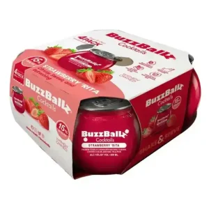 Buzzballz Strawberry 'RIta Pre-Mixed Cocktails 4-Pack Handmade