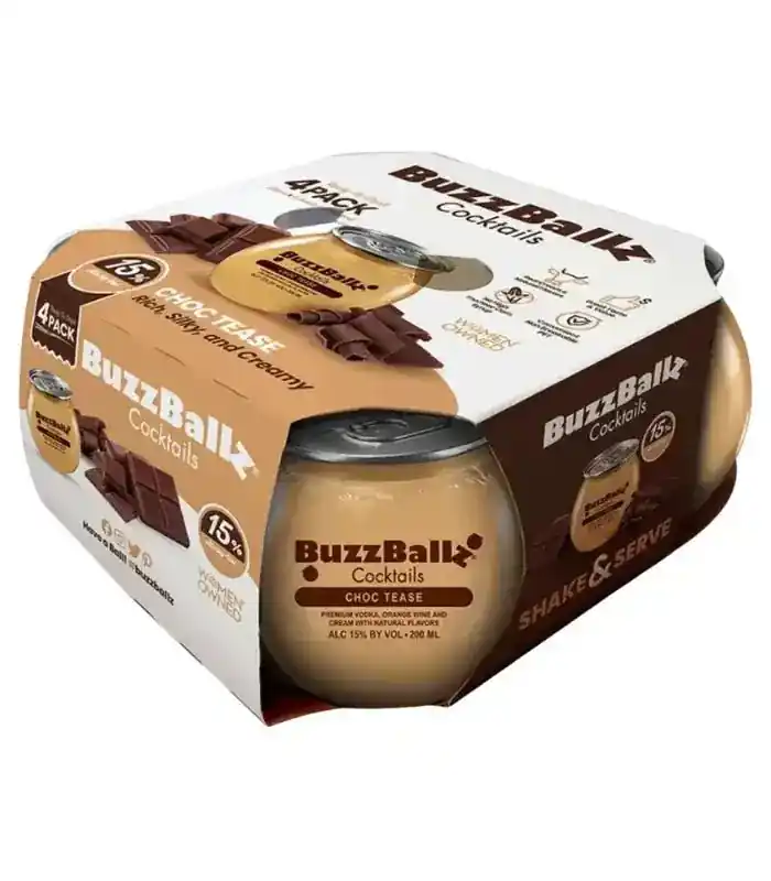 Fast Shipping Buzzballz Choc Tease Pre-Mixed Cocktails 4-Pack