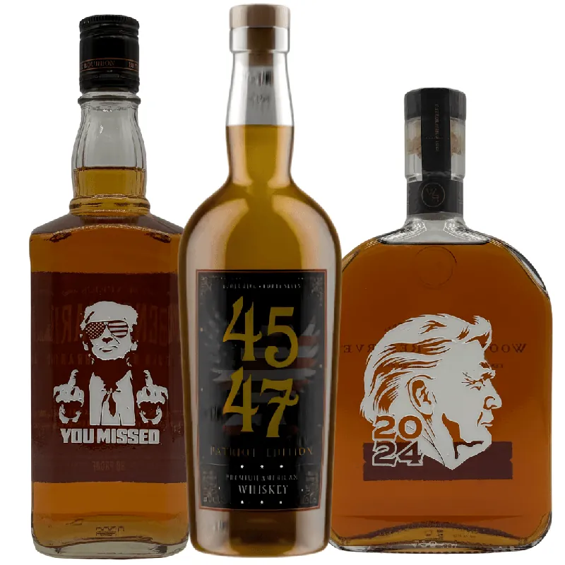 The MAGA Bundle 2nd Term Edition: 4547 American Whiskey Patriot Edition,"You Missed" Bourbon Limited Edition, Woodford Reserve Kentucky Straight Bourbon "Presidential 2024" Limited Edition Warranty Included