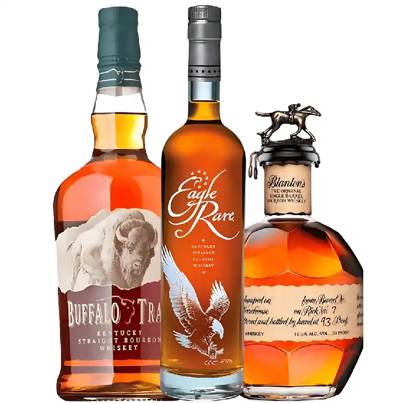 Fresh Stock Masterpiece Bourbon Trio Bundle - Eagle Rare, Blanton's Original, Buffalo Trace