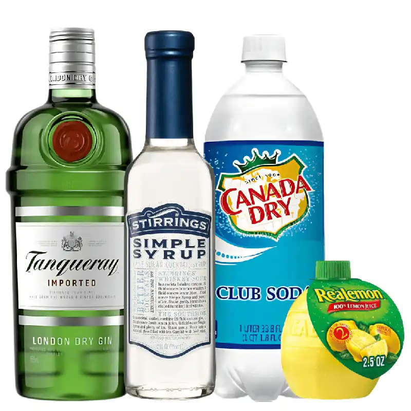Tom Collins Cocktail Kit: Tanqueray, Realemon, Stirrings, Club Soda Holiday Sale