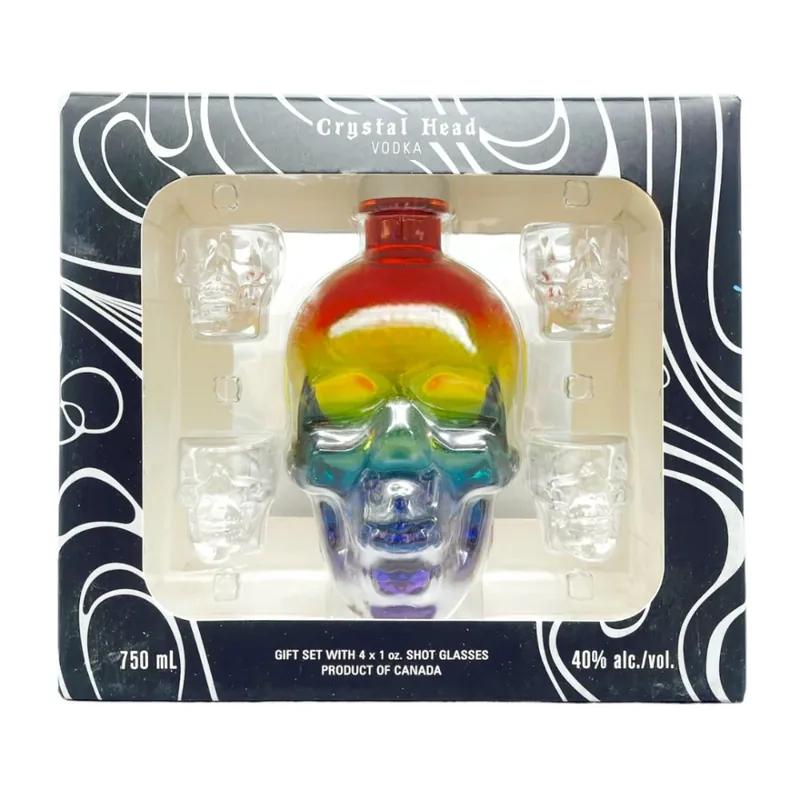 Crystal Head Vodka Pride Bottle Gift Set With 4 Skull Shot Glasses Viral