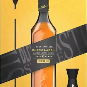 Johnnie Walker 12 Year Black Label Gift Set w/Spoon & Jigger New Release