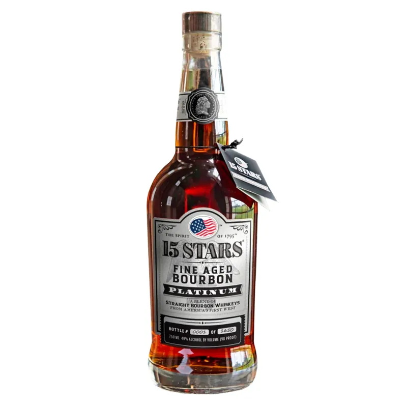 15 Stars Fine Aged Platinum A Blend of Straight Bourbons Whiskeys Viral