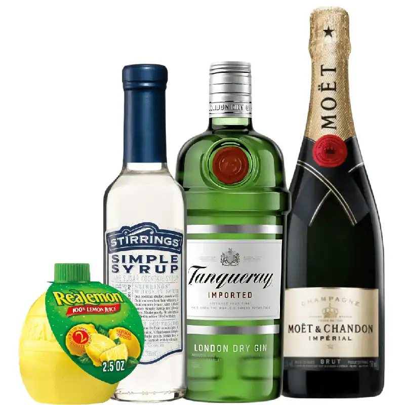 No Minimum Order French 75 Cocktail Kit: Tanqueray, Moët & Chandon, Realemon, Stirrings