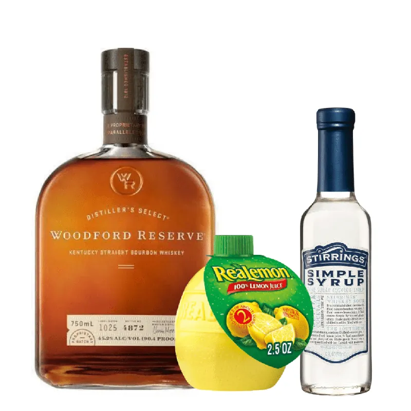 Limited Edition Whiskey Sour Cocktail Kit: Woodford Reserve, Realemon, Stirrings