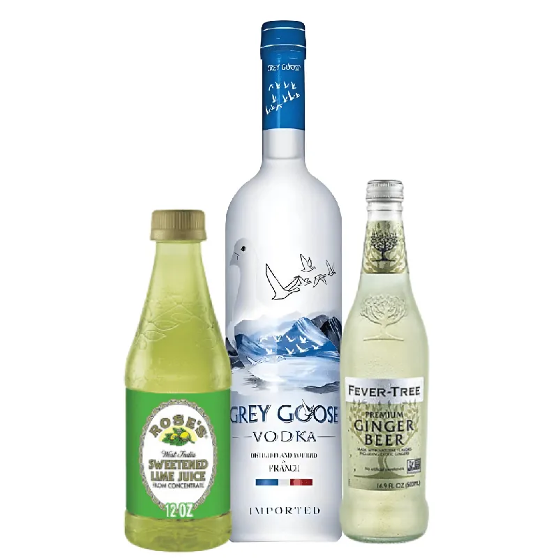 Moscow Mule Cocktail Kit: Grey Goose, Rose’s, Fever-Tree Ginger Beer Free Returns