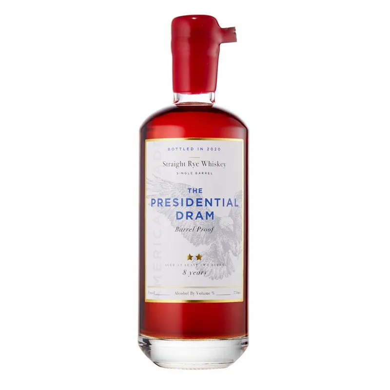 The Presidential Dram 8 Years Old Barrel Proof Straight Rye Whiskey Certified