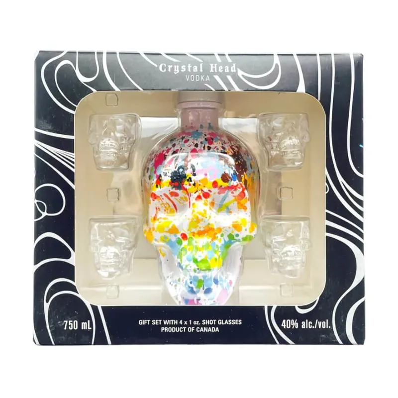 Crystal Head Paint Your Pride Vodka Gift Set With 4 Skull Shot Glasses Big Sale
