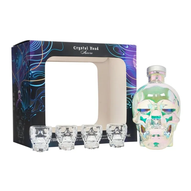 Worldwide Shipping Crystal Head Aurora Vodka Gift Set With 4 Skull Shot Glasses