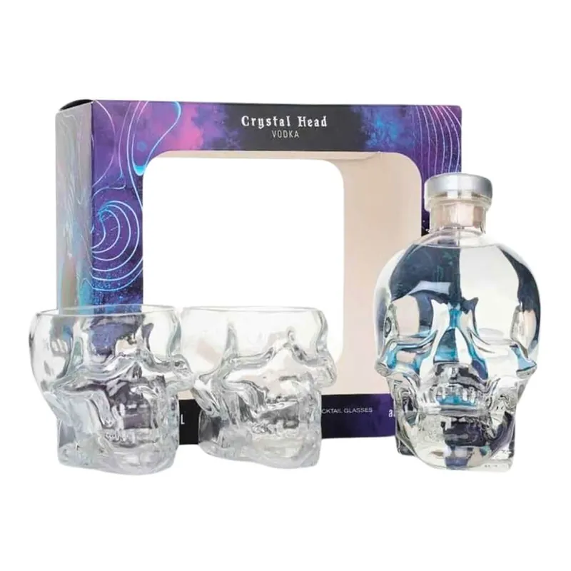 Crystal Head Aurora Vodka Gift Set With 2 Skull Cocktail Glasses Brand New