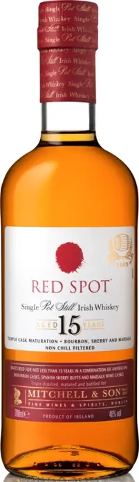RED SPOT WHISKEY SINGLE POT STILL IRISH 92PF 15YR 750ML Free Shipping