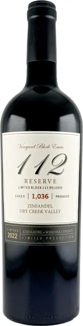 Vineyard Block Estate Block 112 Dry Creek Zinfandel 2022 New Arrival