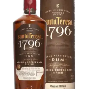 Save Now SANTA TERESA 1796 RUM TRIPLE AGED SOLERA ARABICA COFFEE CASK FINISH VENEZULA 750ML