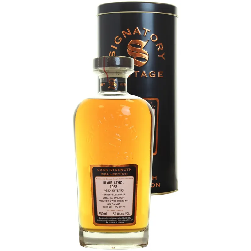 Free Returns Blair Athol Refill Butt 25 yrs Highland Cask Strength Signatory Single Malt Scotch Whisky