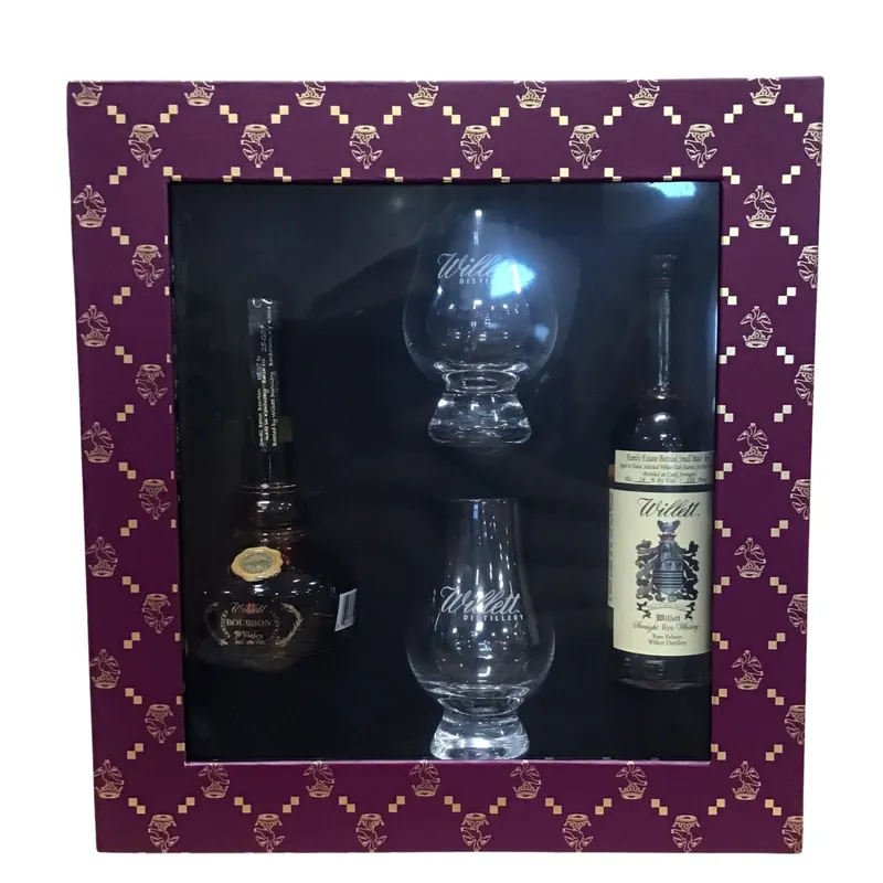 WILLETT BOURBON & RYE 50ML GIFT SET WITH 2 GLENCAIRN GLASSES Next Day Delivery