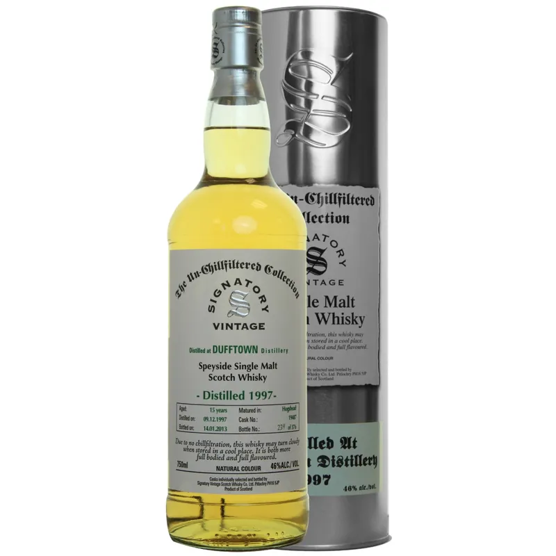 Top Rated Dufftown 15 yrs Speyside Unchillfiltered Signatory Single Malt Scotch Whisky