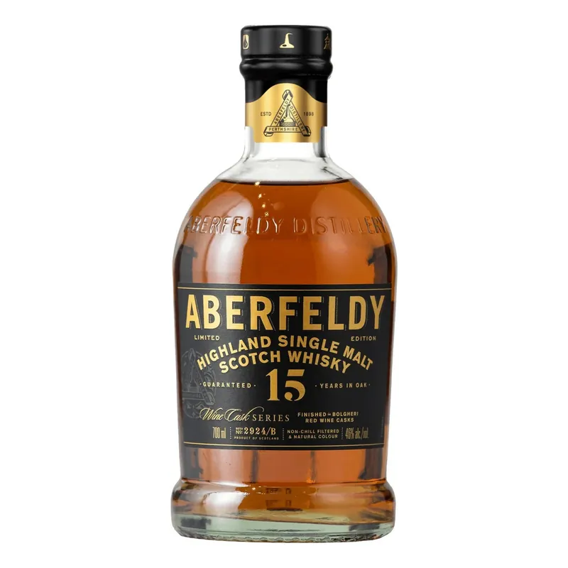 ABERFELDY SCOTCH SINGLE MALT FINISHED IN BOLGHERI RED WINE CASKS 15YR 750ML Crafted
