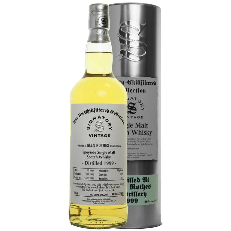 Glen Rothes Bourbon 15 yrs Speyside Unchillfiltered Signatory Single Malt Scotch Whisky Authentic