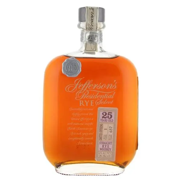 Professional Grade Jefferson's Presidential Select 25 Year Old Rye