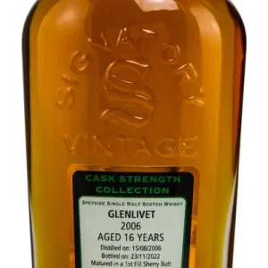 SIGNATORY VINTAGE SCOTCH SINGLE MALT GLENLIVET 1ST FILL SHERRY BUTT CASK STRENGTH COLLECTION 16YR 700ML Viral