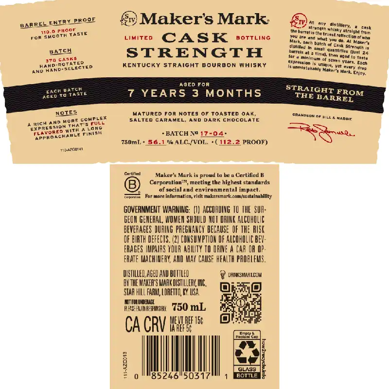 Budget Maker’s Mark Cask Strength Batch 17-04 Bourbon Whiskey