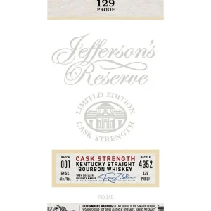 Jefferson's Reserve Limited Edition Cask Strength Kentucky Straight Bourbon Whiskey Today Only