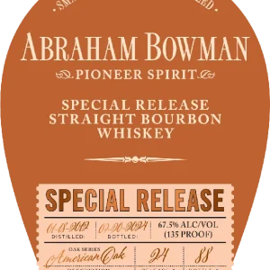 Free Shipping Abraham Bowman Special Release Straight Bourbon Whiskey - American Oak Series Batch 24