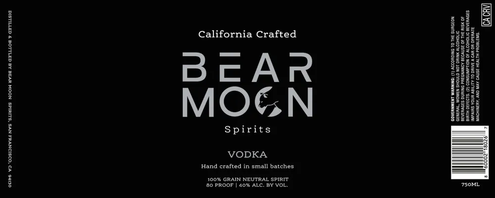 Bear Moon Spirits Vodka Certified