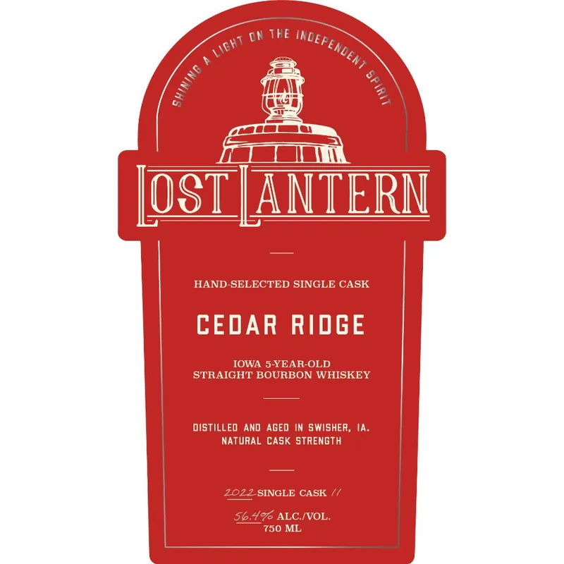Lost Lantern Cedar Ridge 5 Year Old Iowa Straight Bourbon While Supplies Last