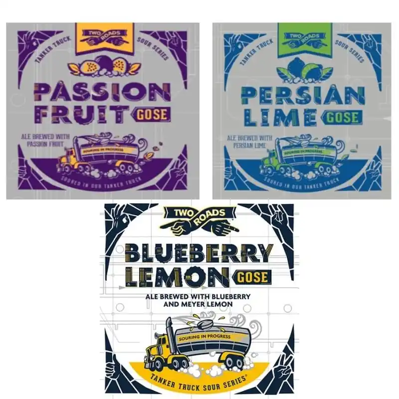 TWO ROADS GOSE SERIES (BLUEBERRY LEMONADE, LIME, OR PASSIONFRUIT) 4PK Warranty Included