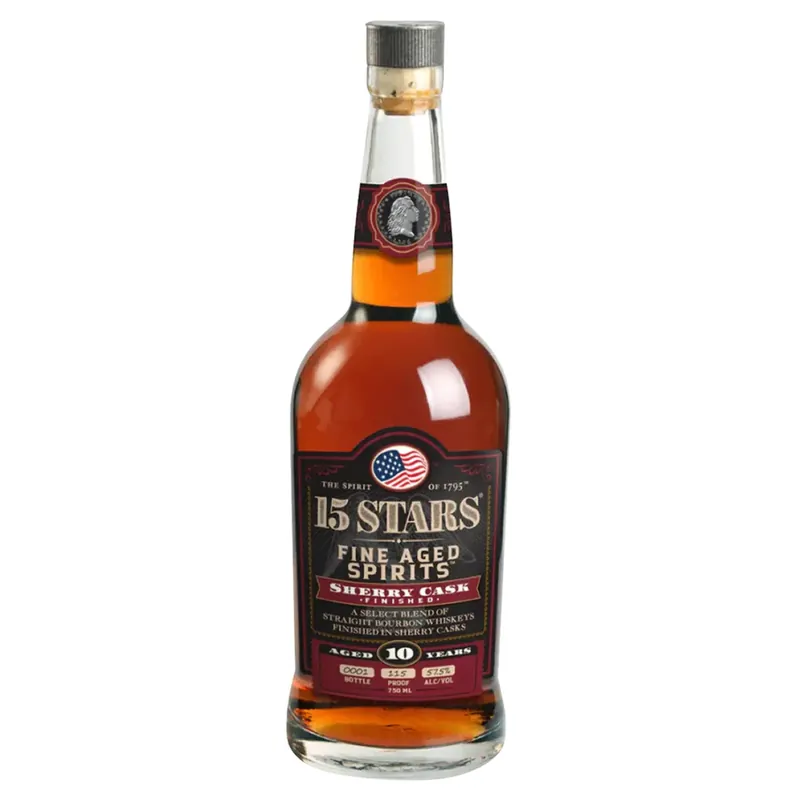 15 Stars 10 Years Old Fine Aged Sherry Cask Finished Straight Bourbon Whiskey Genuine