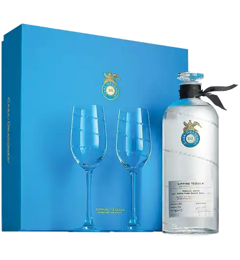 Place Order CASA DRAGONES TEQUILA JOVEN SIPPING W/2 GLASSES GFT PK 750ML