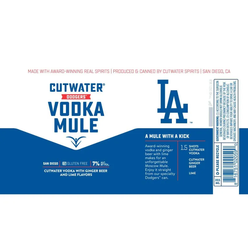 Price Drop Cutwater Spirits LA Dodgers Vodka Mule