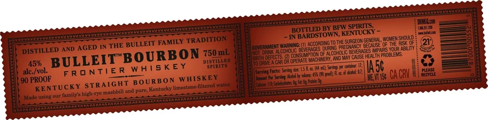 Crafted Bulleit Bourbon Frontier Whiskey – Kentucky Straight Bourbon (90 Proof)