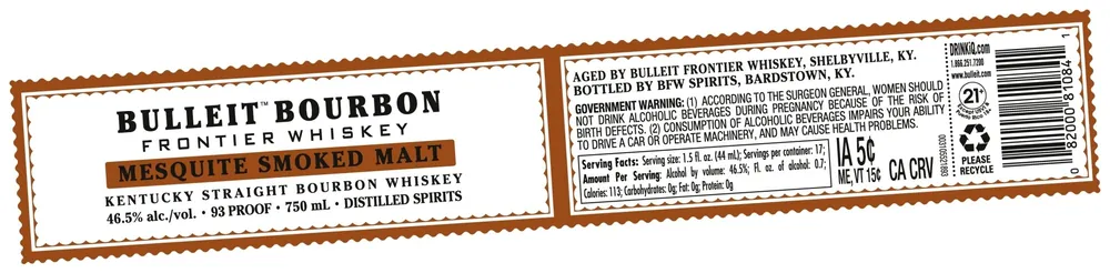 Worldwide Shipping Bulleit Bourbon Mesquite Smoked Malt Kentucky Straight Bourbon Whiskey