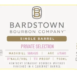 Bardstown Bourbon Company Single Barrel Private Selection Finished in Cabernet Barrels 6 Years Old Hot Deal