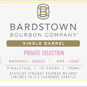Bardstown Bourbon Company Single Barrel Private Selection Finished in Old Fashioned Barrels 6 Years Old Limited Offer